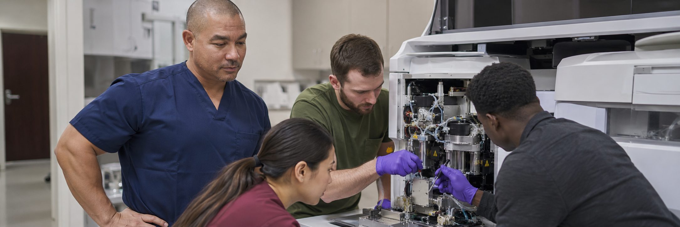 Clinical laboratory analyzer service tracked in the BiomedRx App