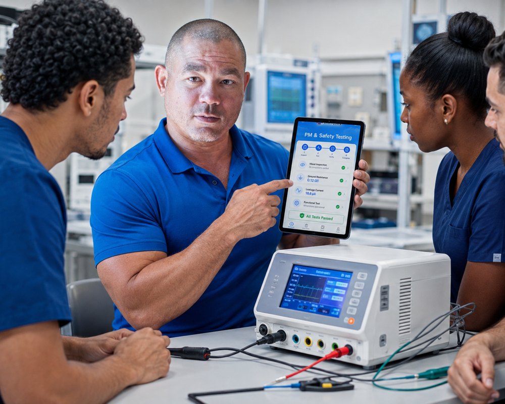 Electrosurgical unit preventive maintenance and safety testing logged in the BiomedRx App