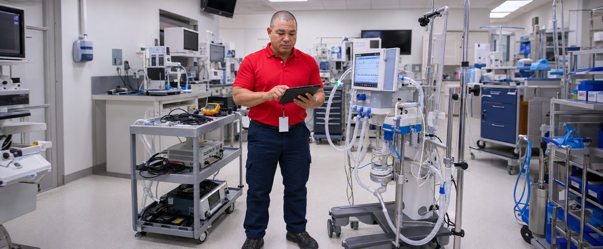 BiomedRx Network technician handling a manufacturer field service call